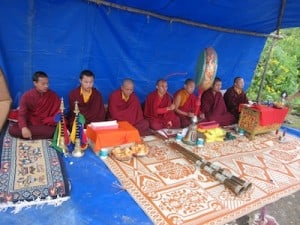 Monks chanting at Chelela Pass