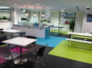 Skyscanner's office at Robinson Road comes with splashes of bright colours.