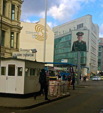 Checkpoint Charlie, a popular tourist attraction in Berlin. (Image credit: Kimberley Chee)
